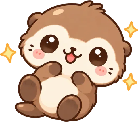 A baby otter floating, happy