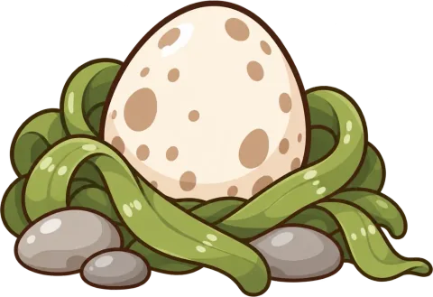 An egg resting in a kelp nest.