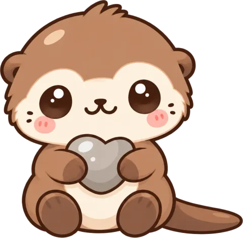 A pup holding a heart-shaped pebble.